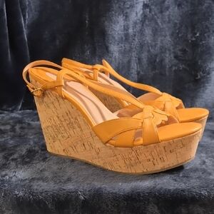 Chic Orange Wedge Sandals